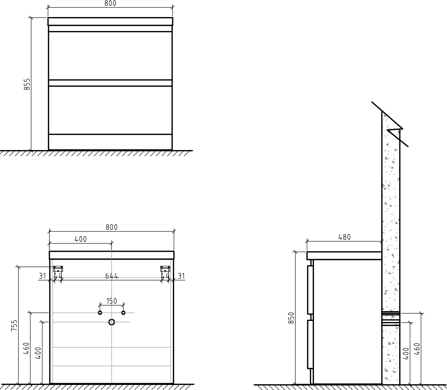 Тумба для комплекта BelBagno Energia-N 80 bianco lucido напольная ENERGIA-N-800-2C-PIA-BL - 3