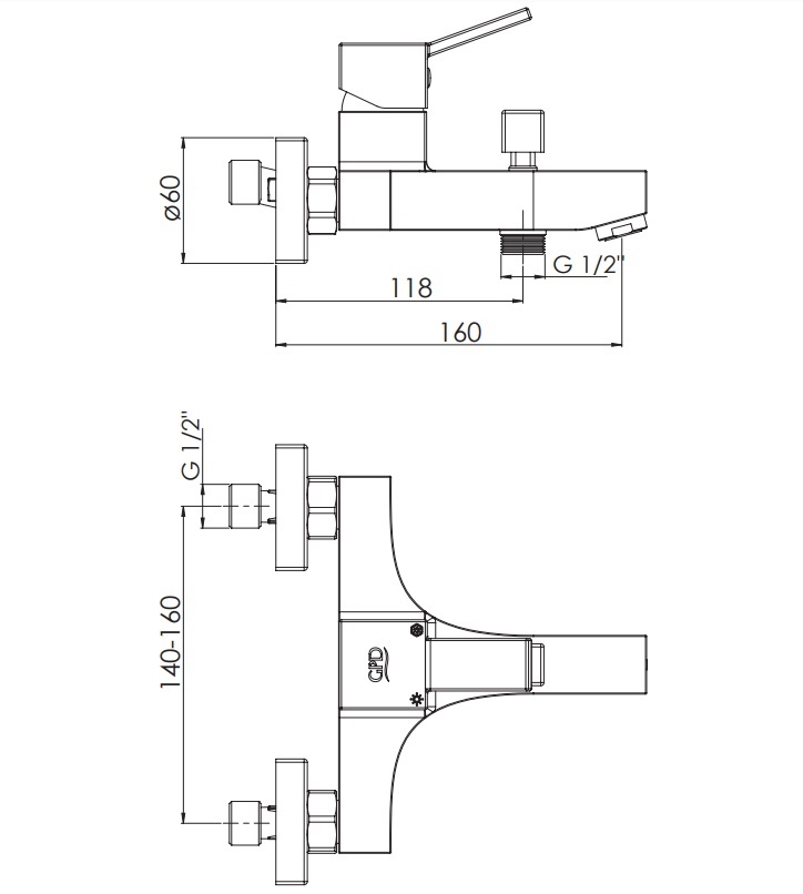 Смеситель для ванны GPD Tulilo хром MBB135 - 1