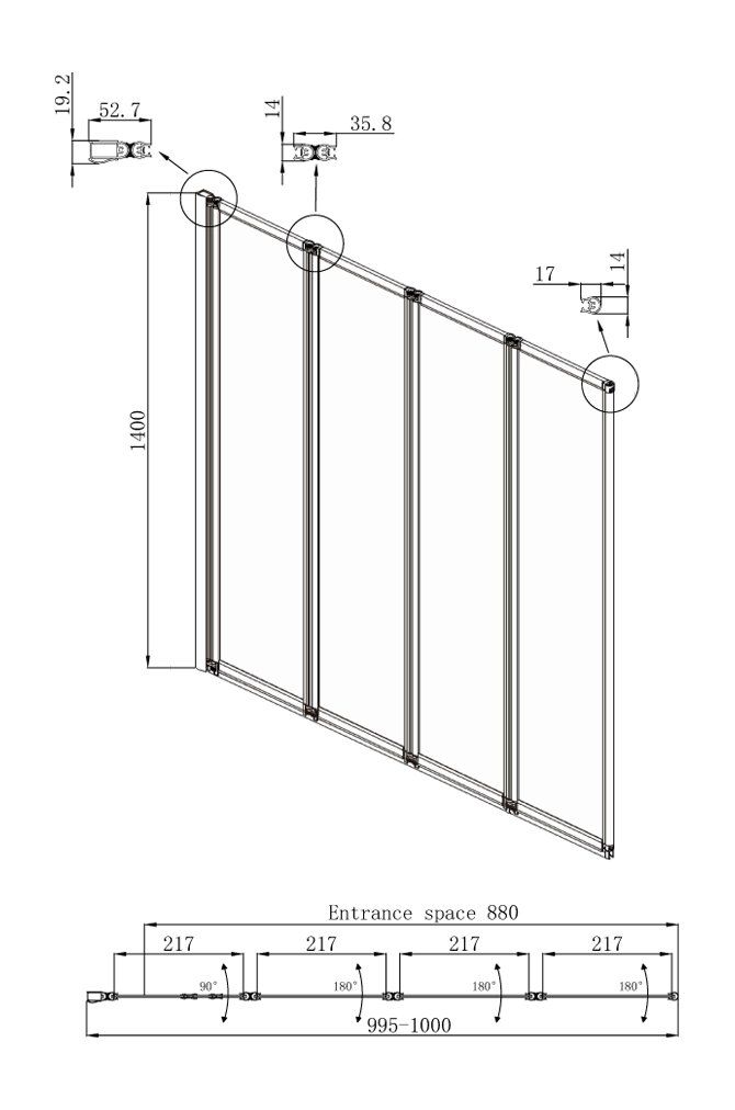 Шторка на ванну Ambassador Bath Screens 16041111L 100х140 - 5