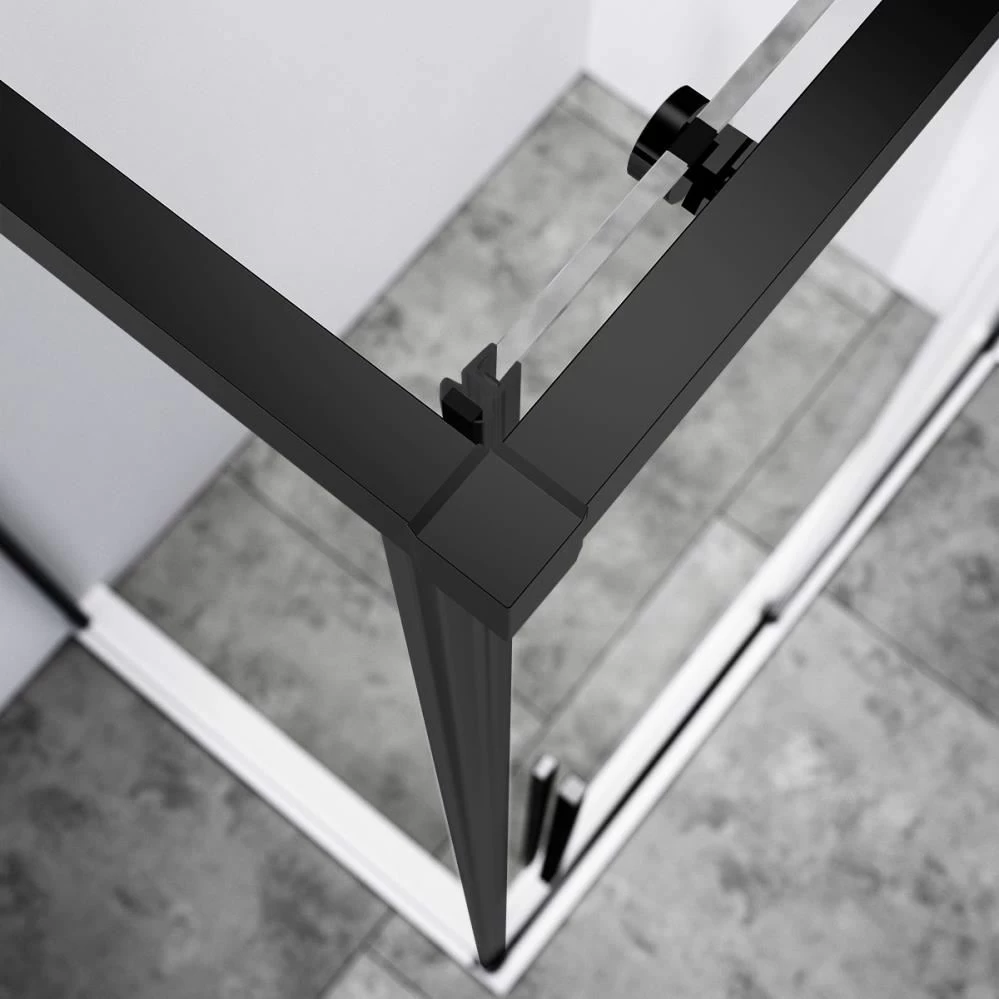 Боковая стенка Vincea Slim-N 80х195 профиль черный стекло прозрачное VSG-4SN800CLB - 1