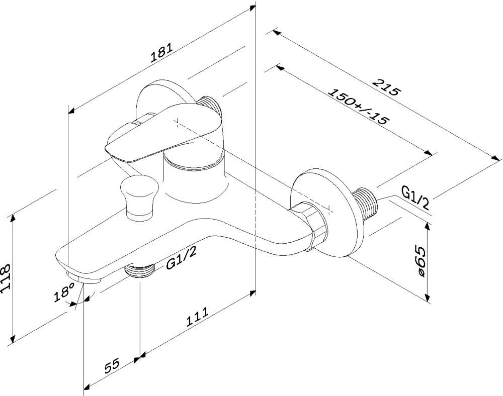 Смеситель AM.PM Joy F85E10000 для ванны с душем - 1