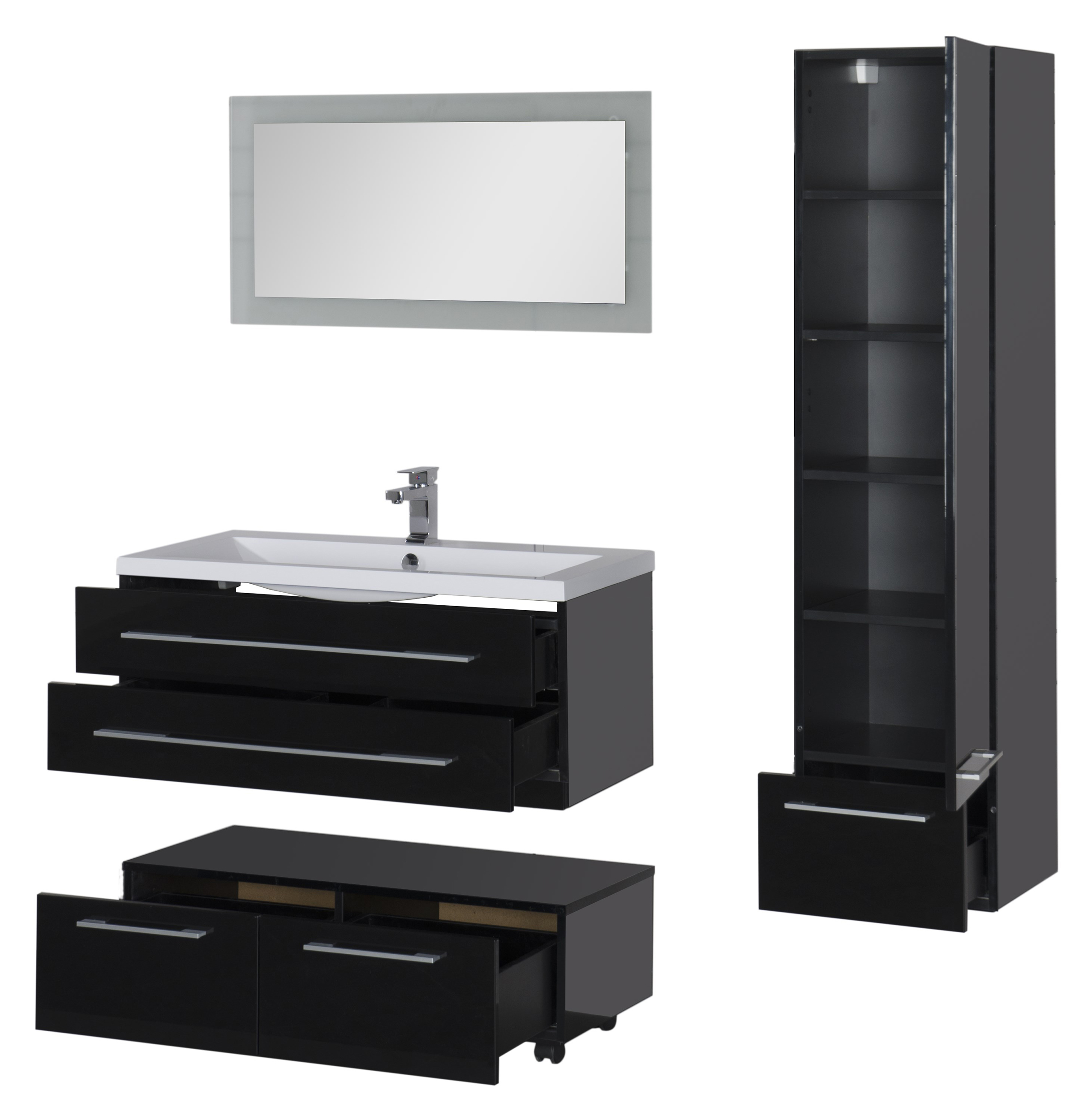 Тумба Aquanet Нота 100 подкатная, черная 170734 - 23