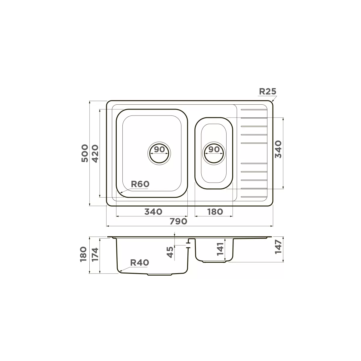 Мойка кухонная Omoikiri Sagami нержавеющая сталь  4993733 - 1