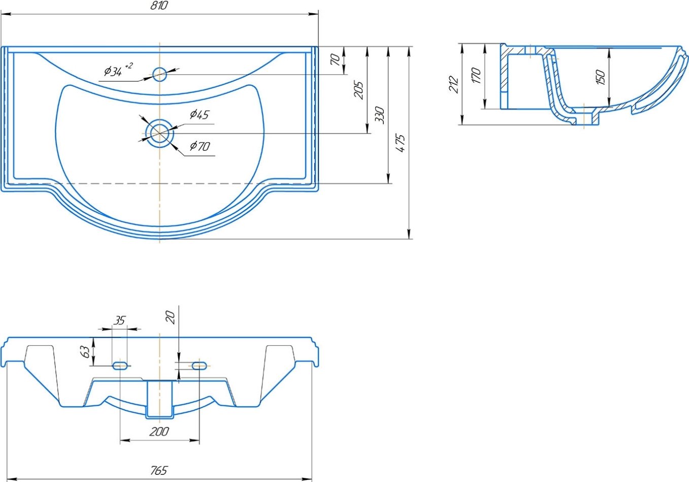 Мебельная раковина Misty Kirovit Классик 800 4620008198941 - 2