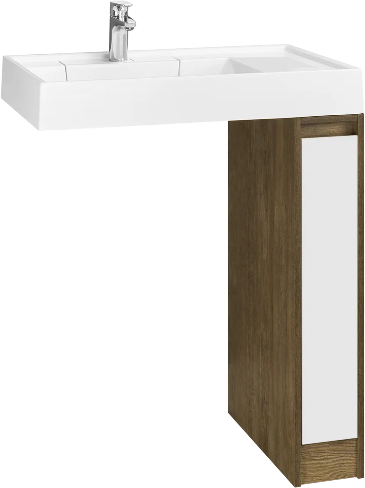 Тумба с раковиной Aquaton Лондри 20 темное дерево-белый 1A2671K2LHDY0 - 0