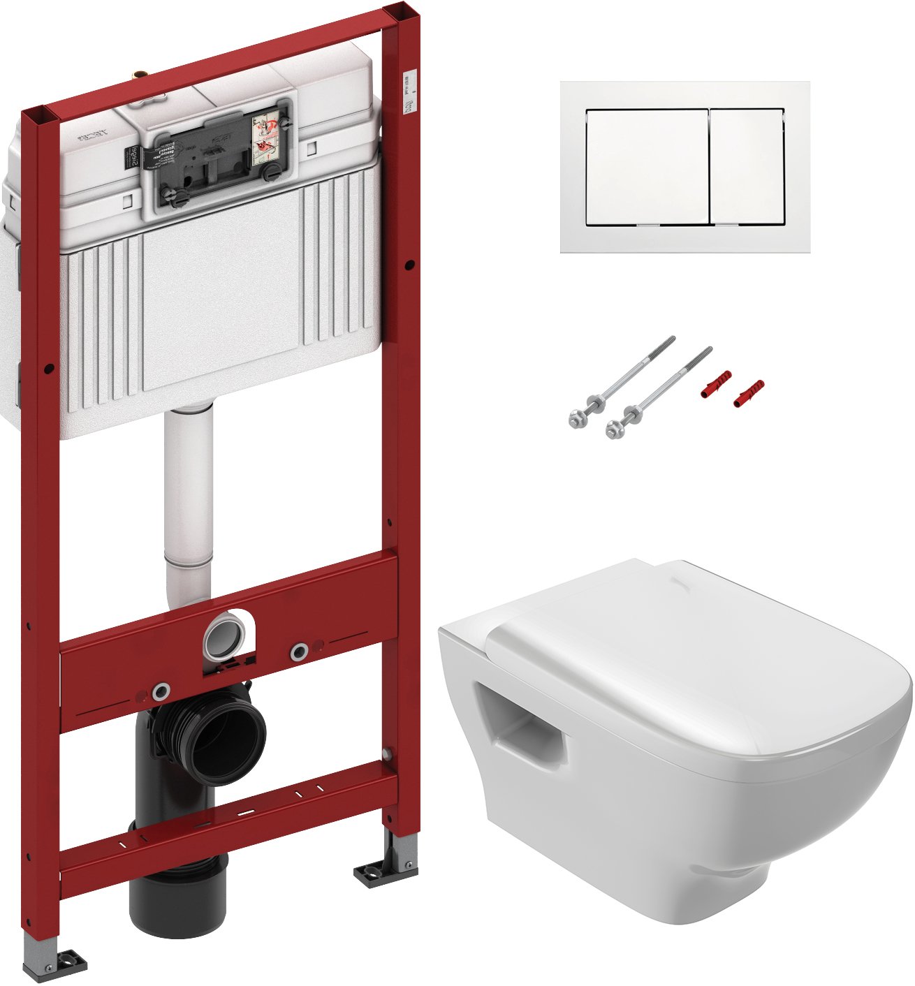 Комплект Система инсталляции для унитазов TECE Base + Чаша для унитаза подвесного Jacob Delafon Struktura EDE102 + Крышка-сиденье Jacob Delafon  - 0