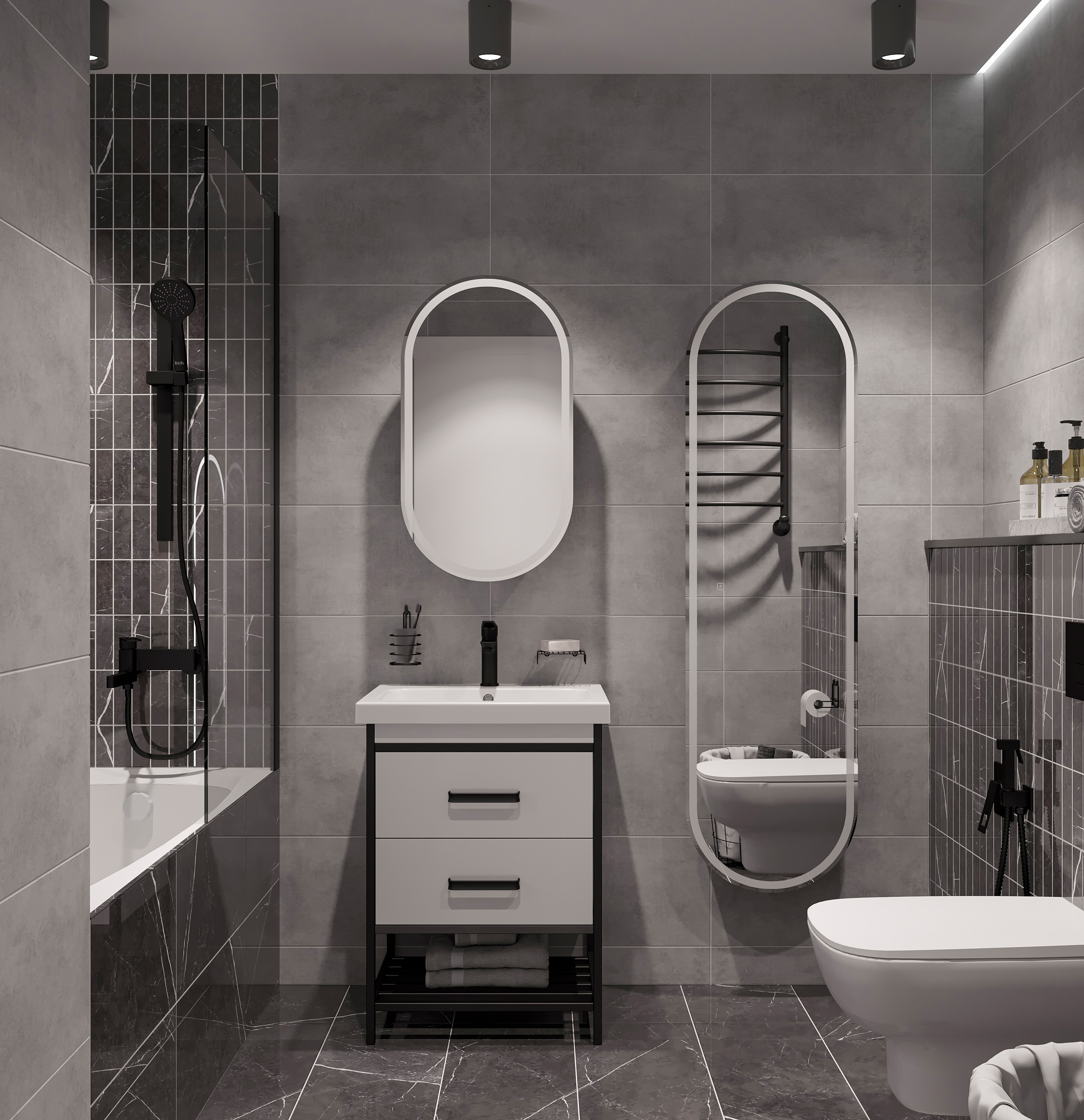 Шкаф-пенал STWORKI Мальмё МВК075 45, с подсветкой, белый - 2