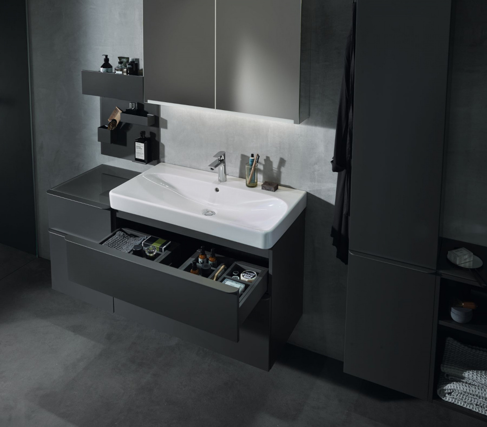 500.354.JK.1 Geberit Smyle Square Шкафчик под раковину с двумя выдвижными ящиками, для раковины 90 см, высота 61.7 см, темно-серый матовый - 4