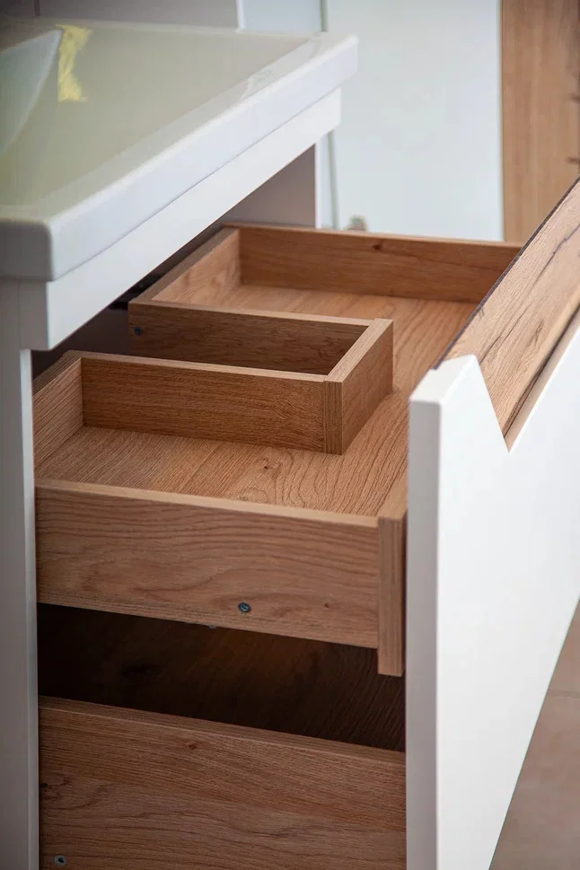 Тумба под раковину Бриклаер Брайтон 70 белая матовая/дуб кера  4627125415807 - 2