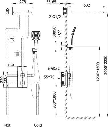 Душевой комплект встраиваемый Vincea хром VSFW-103TCH - 2
