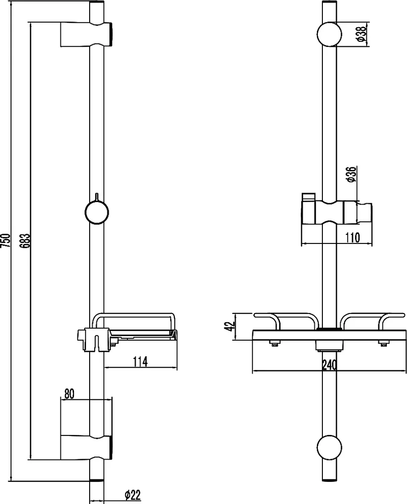Душевая штанга Lemark Bronx черный, матовый  LM3775BL - 1