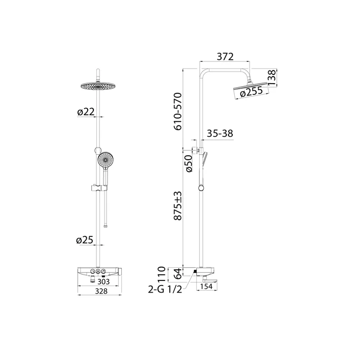 Смеситель с верхним душем и изливом SHESBBTi06 - 6