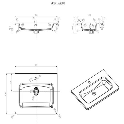Мебельная раковина Vincea 80 белая VCB-1RA800W - 1