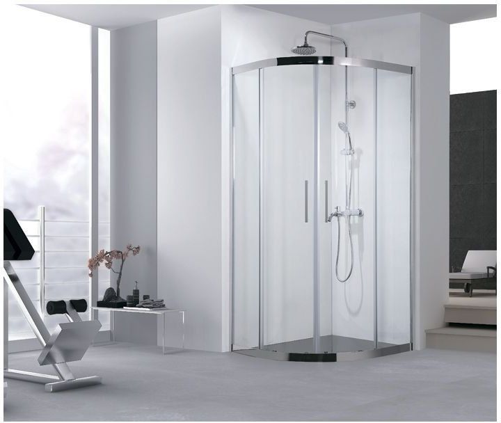 NPE2142 Душевая шторка DELTA ( 900 х 900 х2000 ) нержавеющая сталь стекло прозр 8 мм(R550)  202312 - 0