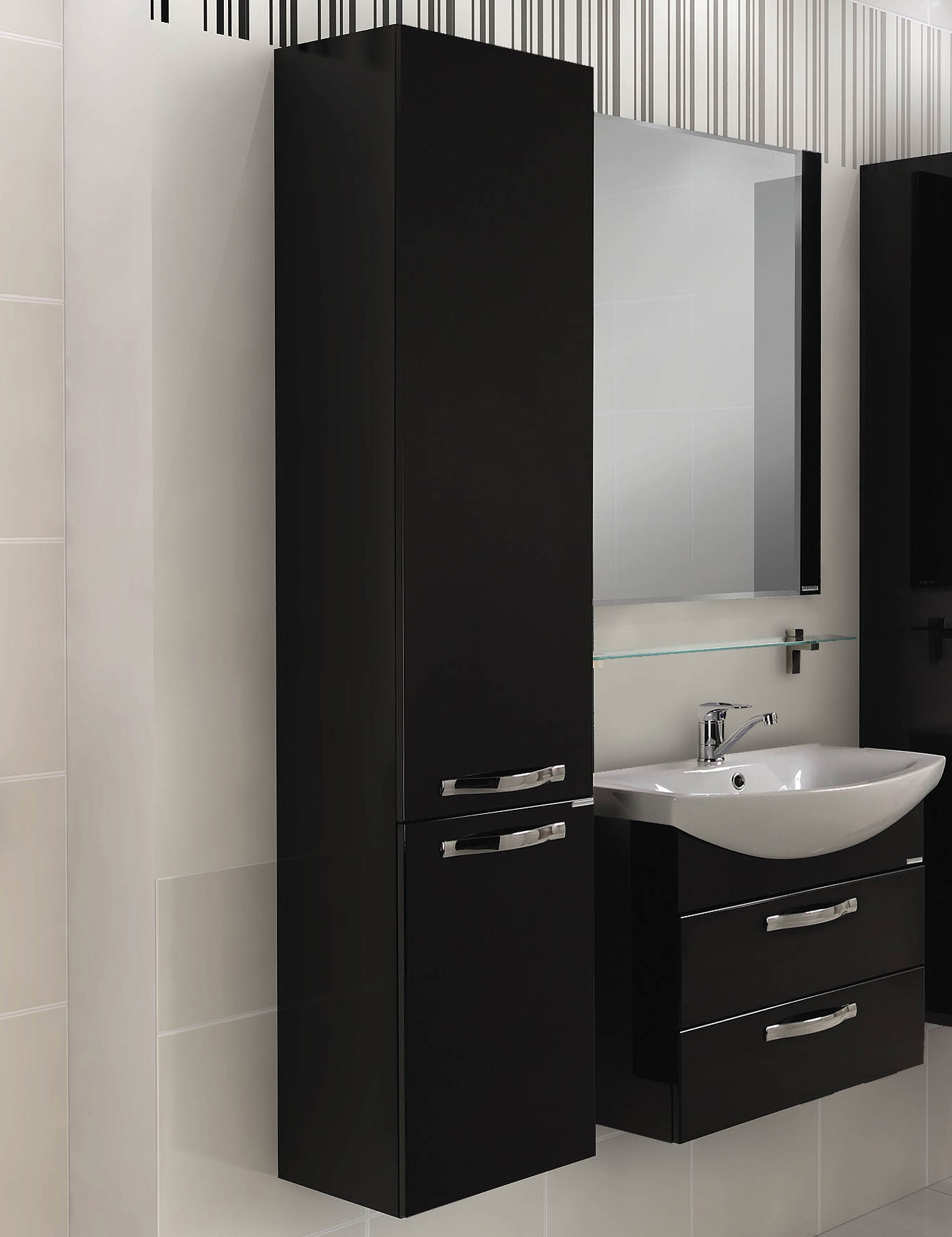 Шкаф-пенал AQUATON Ария М черный глянец 1A124403AA950 - 0