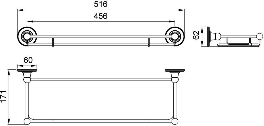 Полка в ванну стеклянная Timo Nelson 160072/02 антик - 1