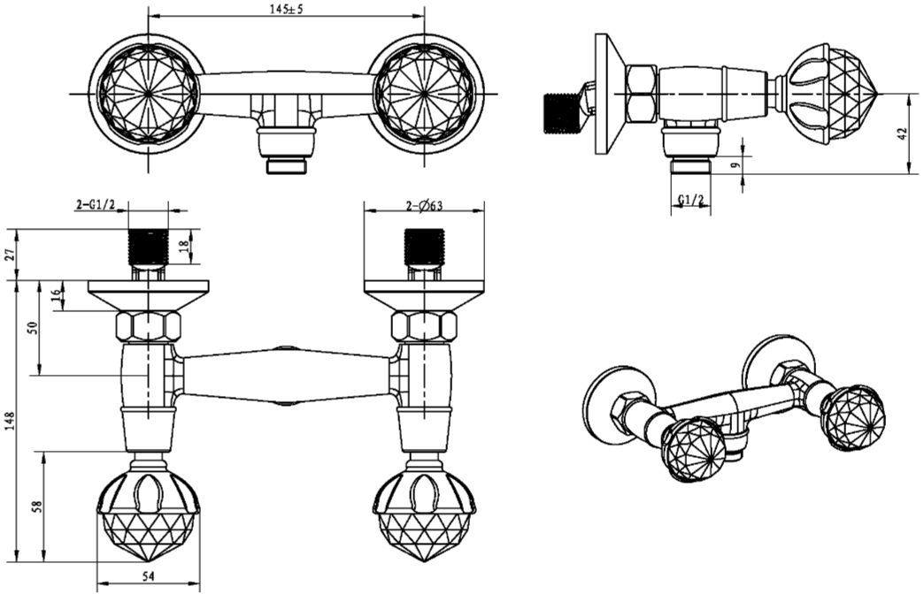 Смеситель Boheme Imperiale Presente 334 для душа - 1