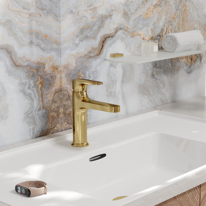 Смеситель для раковины WasserKRAFT Neckar глянцевое золото 2103 - 1