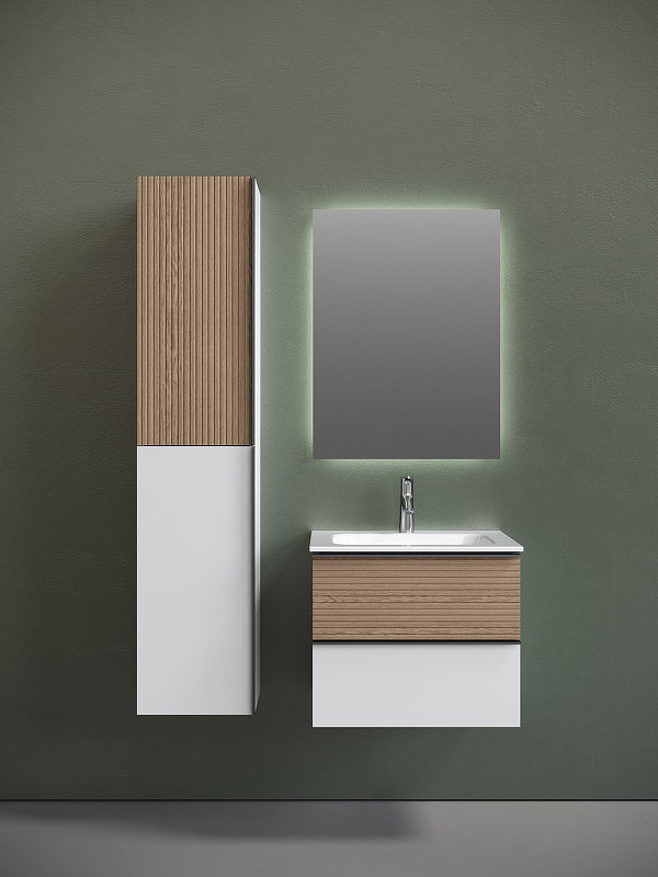 Тумба под раковину Sancos Delta 59х44 белая - светлое дерево DL60W - 1