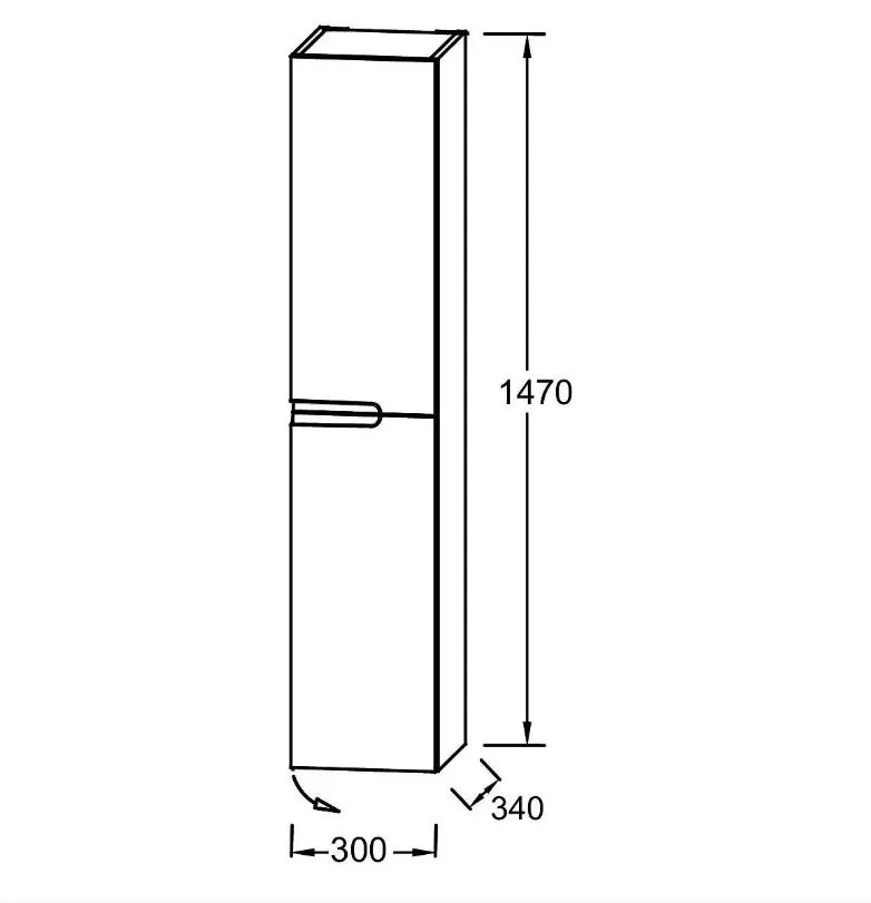 EB1892RRU-G1C Nona Колонна 147х34 см, шарниры справа, глянцевый белый - 1