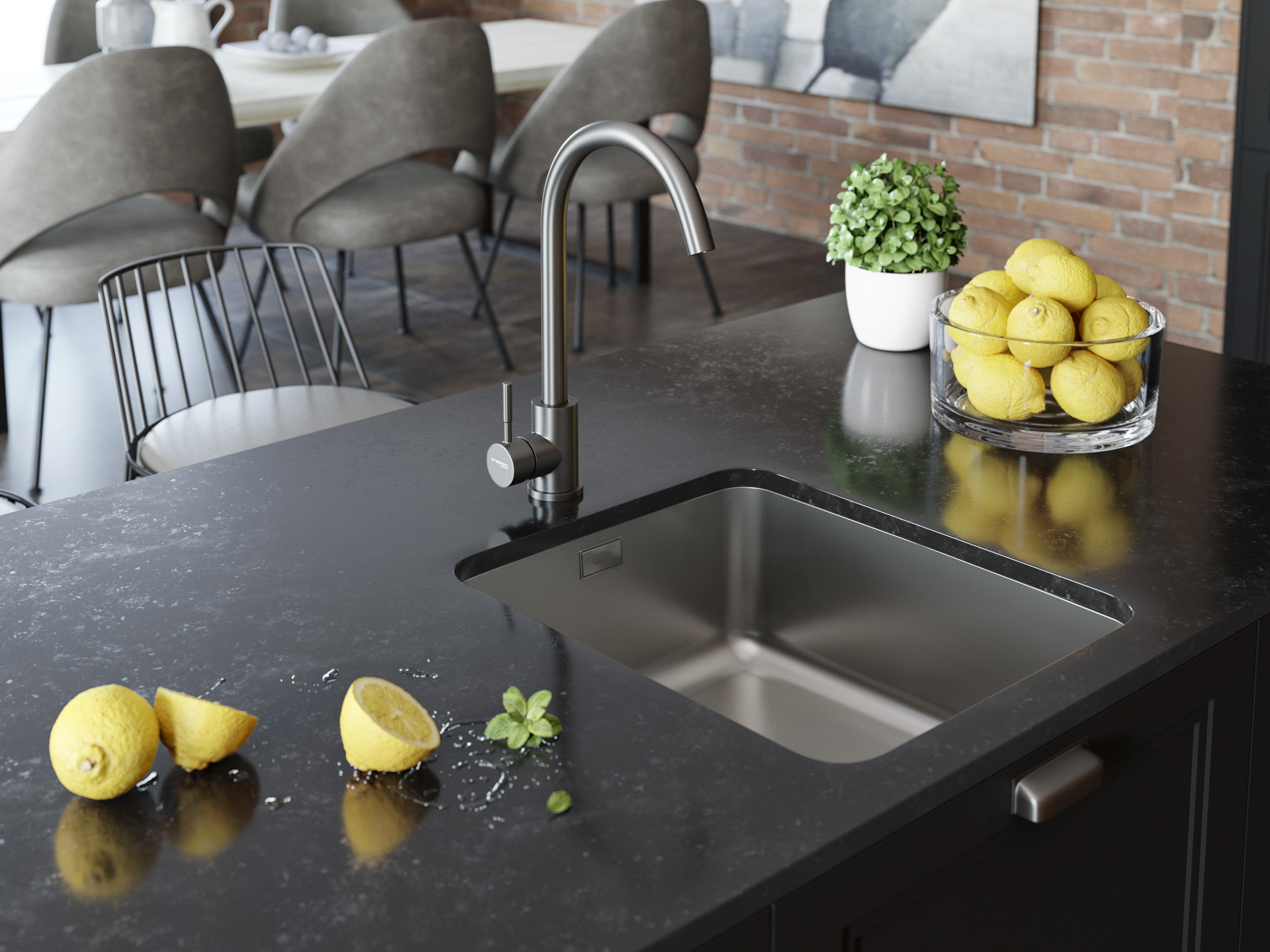 Смеситель для кухни STWORKI by Damixa HSTW07000 никель, однорычажный, с поворотным изливом, с аэратором, матовый - 5