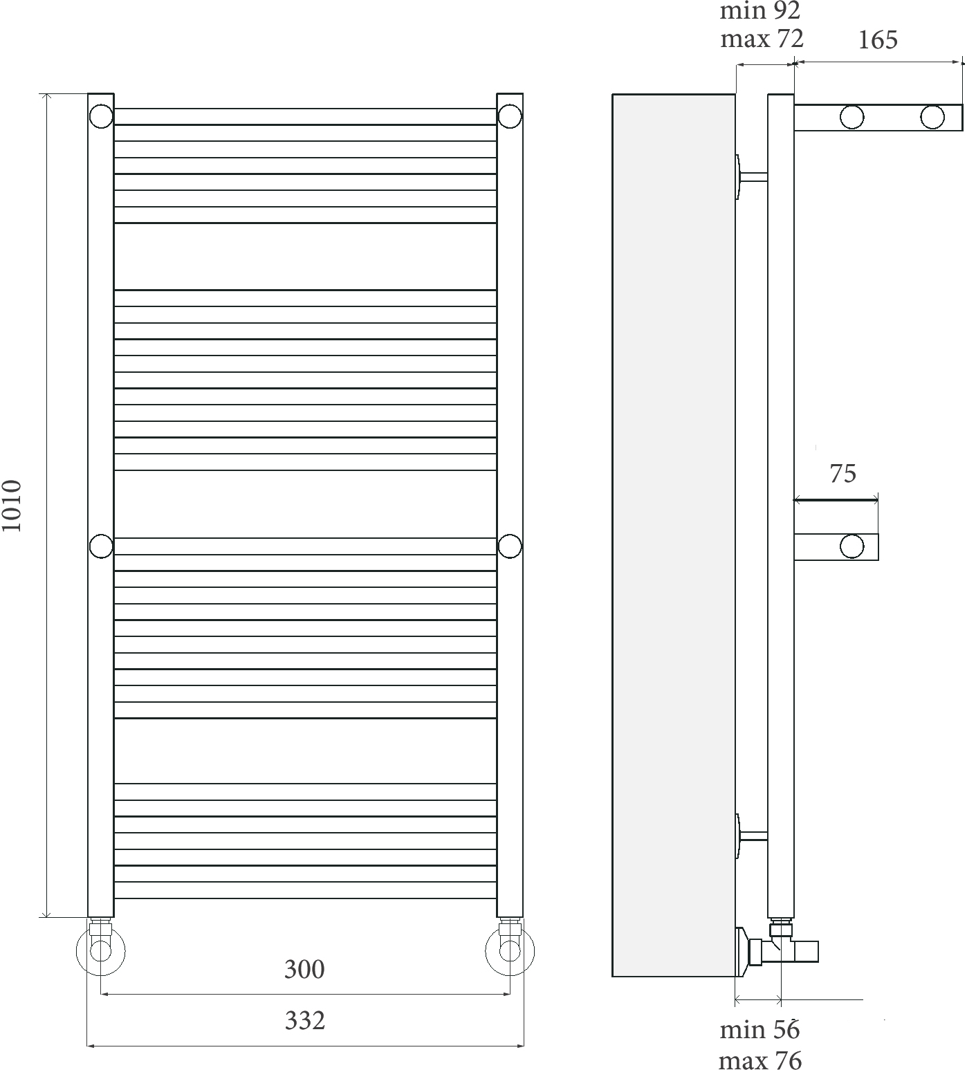Полотенцесушитель водяной Terminus Аврора П20 300*1010 c полкой, с полотенцедержателем 4660059582146 - 2