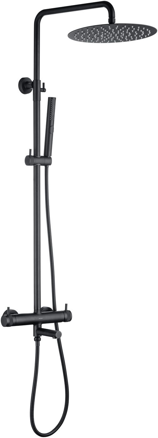 5.31A10-31 PRIORITY Душ.сист.H 800-1270 мм,излив поворот.,Верх.душ Slim Ф300,Kerox,черн.мат (296346) - 0