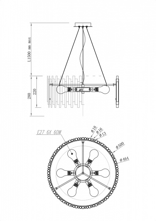Подвесная люстра Maytoni Coliseo MOD136PL-06BS - 3