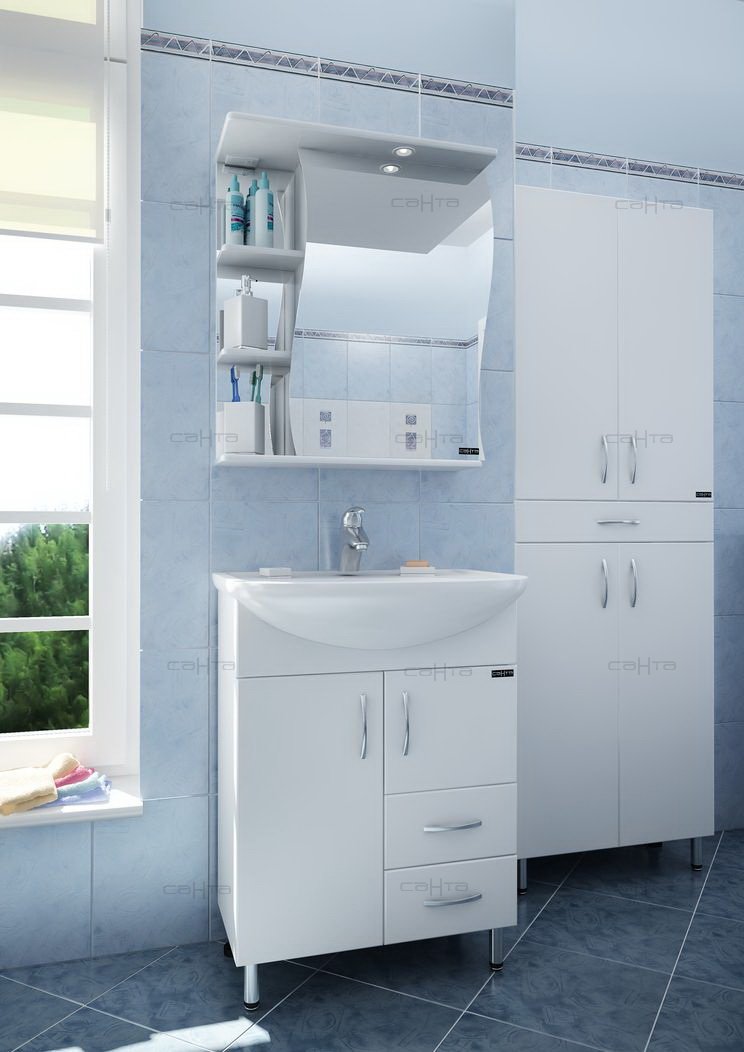 Тумба с раковиной Санта Сити 60 белый - 1