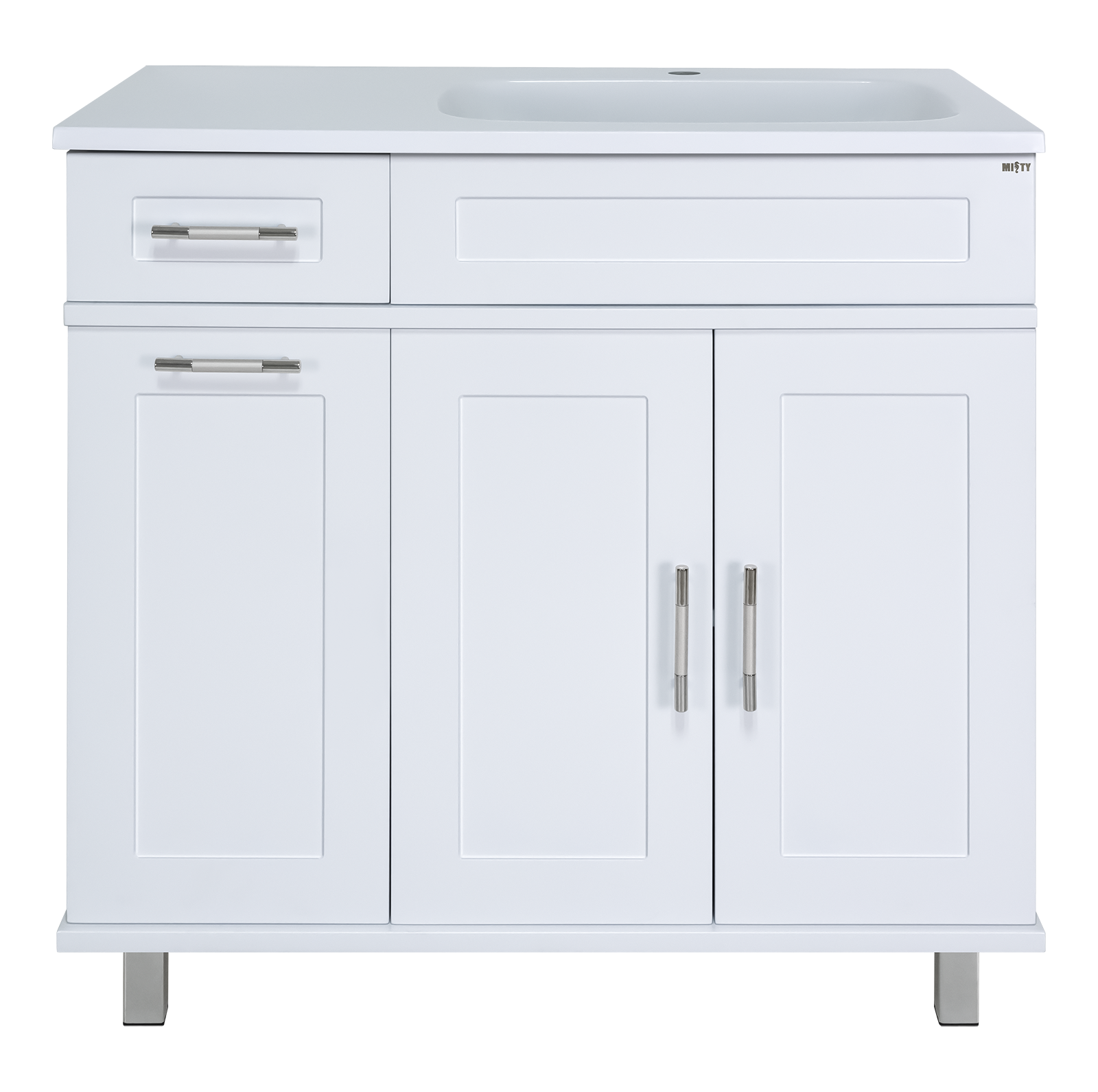 Тумба с раковиной Misty Купер 90 R с бельевой корзиной белый - 0