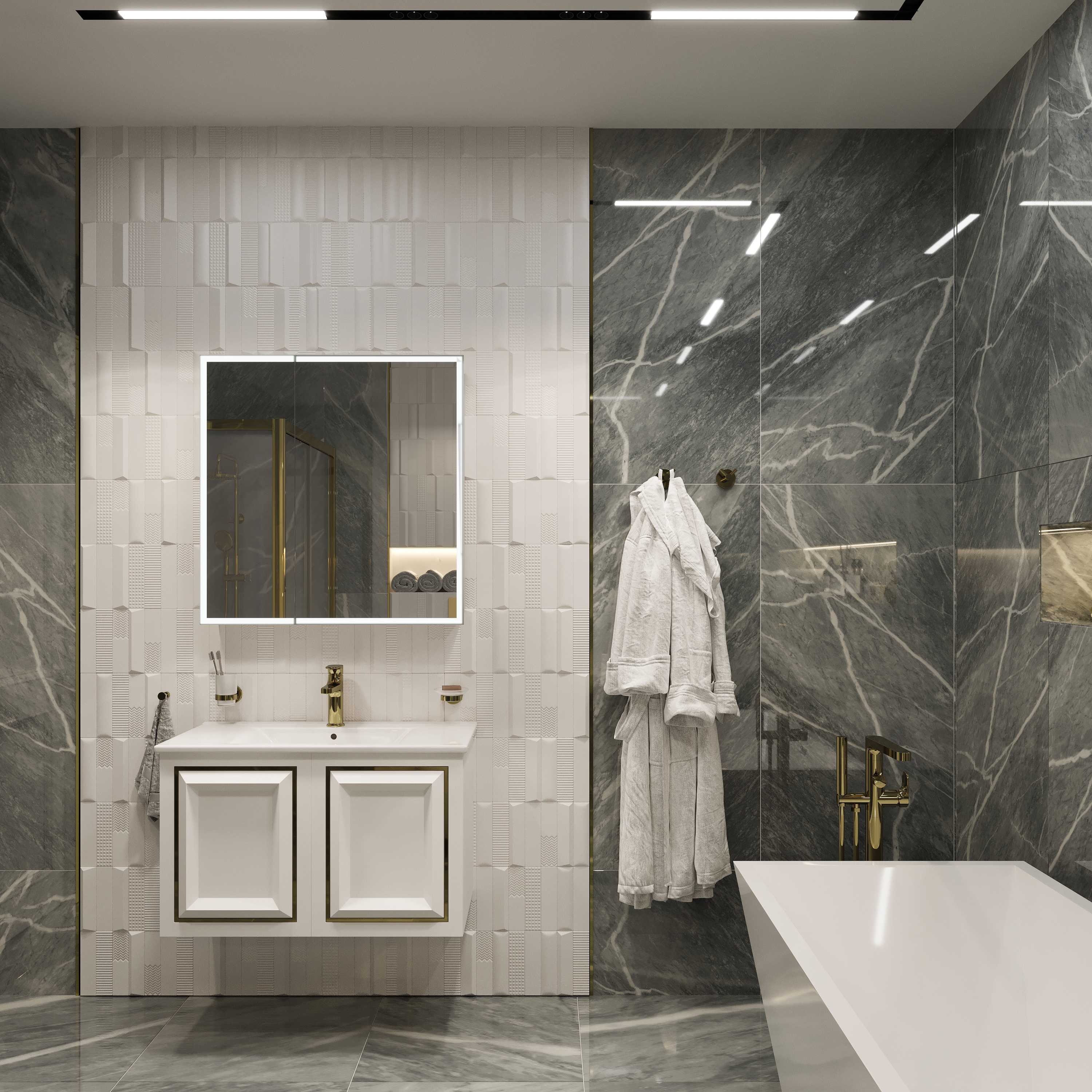 Зеркало-шкаф STWORKI Ольборг МВК079 80, с подсветкой, навесной, белый, прямоугольный, в стиле лофт, с розеткой - 1