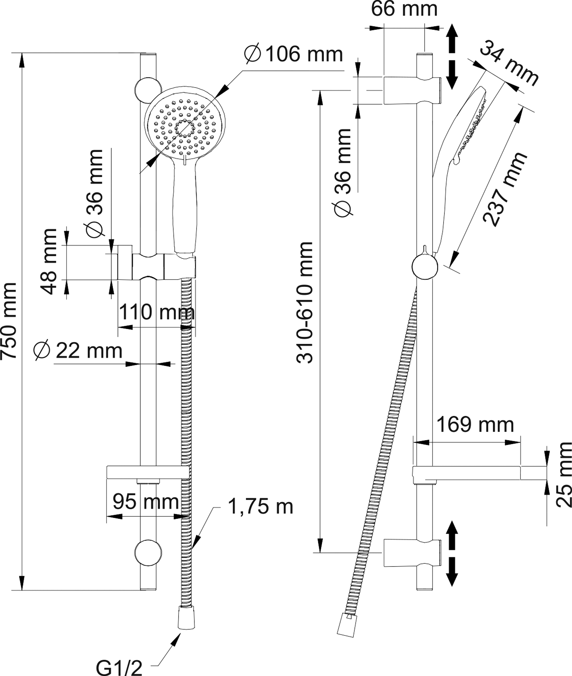 Душевой гарнитур Swedbe Calypso хром  5079 - 12