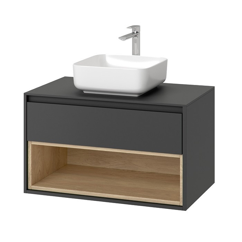 Тумба под накладную раковину Excellent Tuto 80 серый - светлое дерево  MLEX.0102.800.GRBL - 2