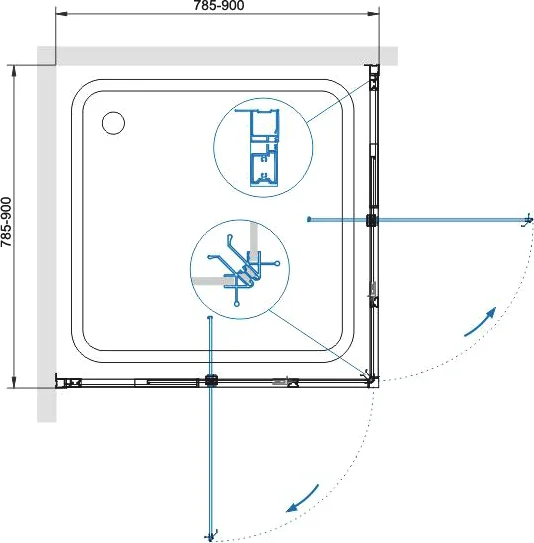 Душевой уголок RGW Passage PA-38 80х80 профиль хром стекло прозрачное 350803888-11 - 3