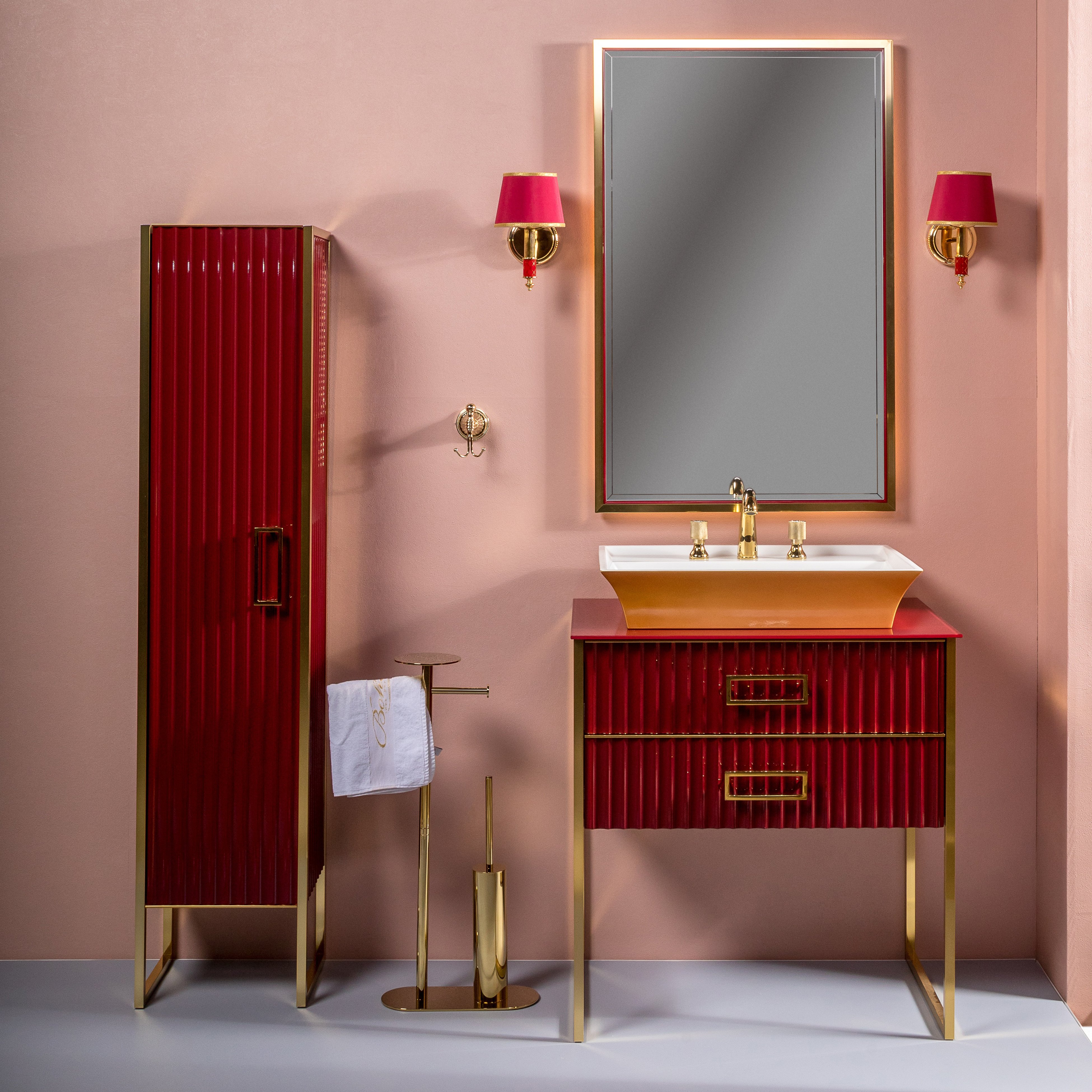 Зеркало Armadi Art Monaco 70х110 с подсветкой бордо - золото 566-RG - 1