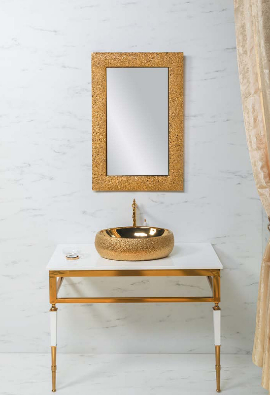 Консоль под раковину Armadi Art Vogue 100 золото - белый 890-G - 1