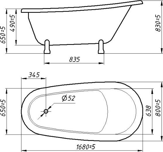 Ванна из искусственного камня Фэма Салерно белая, ножки золото САЛЕРНО-GOLD - 5