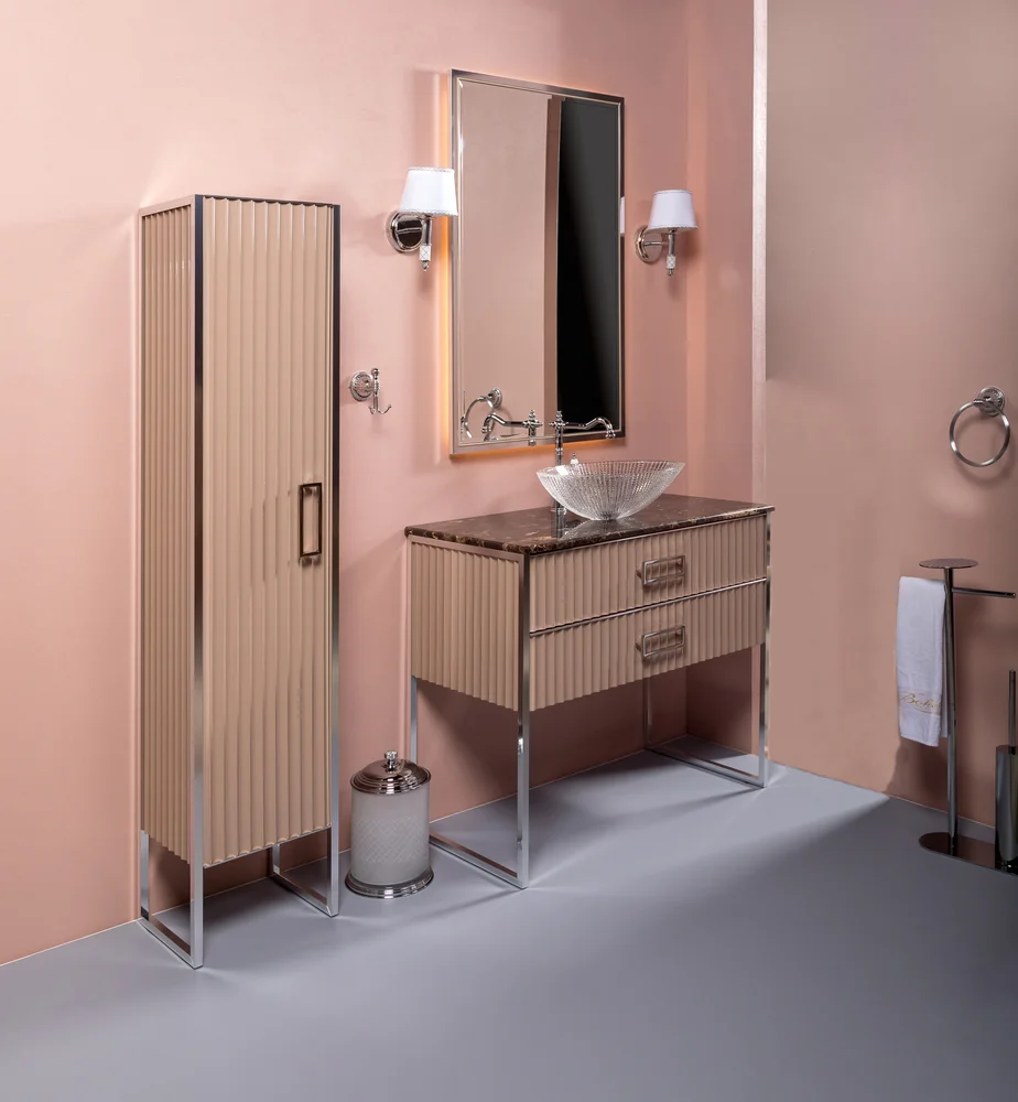 Тумба под раковину чашу Boheme Armadi Art Monaco 100 бежевый глянец - хром 867-100-CPCR - 1