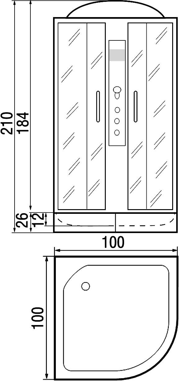 Душевая кабина с поддоном River Dunay 100/24 TH  10000001188 - 2