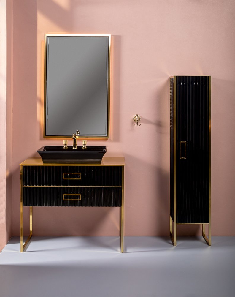 Шкаф-пенал Armadi Art Monaco R черный глянец - золото 868-BG-R - 2