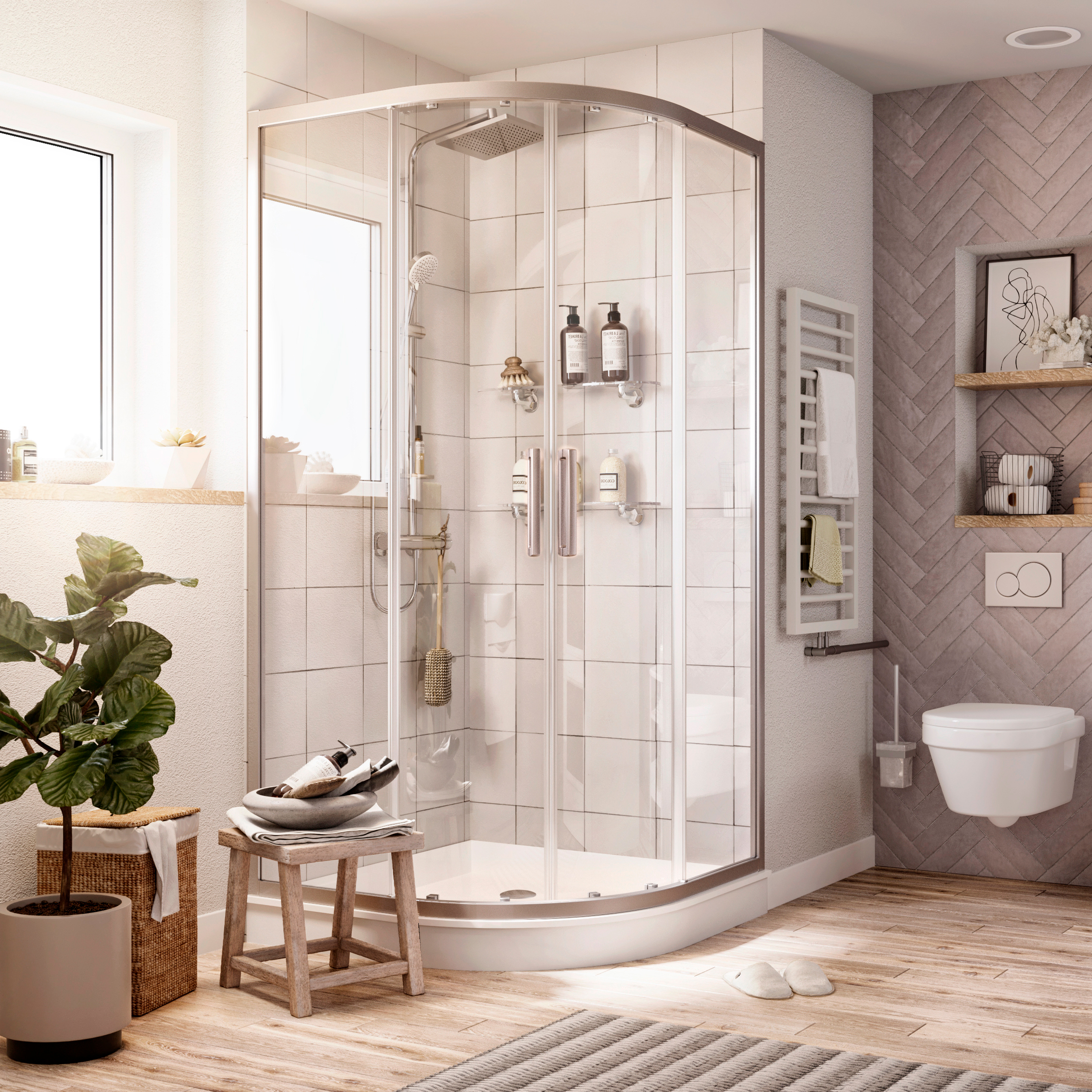 Душевой уголок STWORKI Хельсинки 110x110 см профиль хром матовый 3GW154TTKK000 - 0