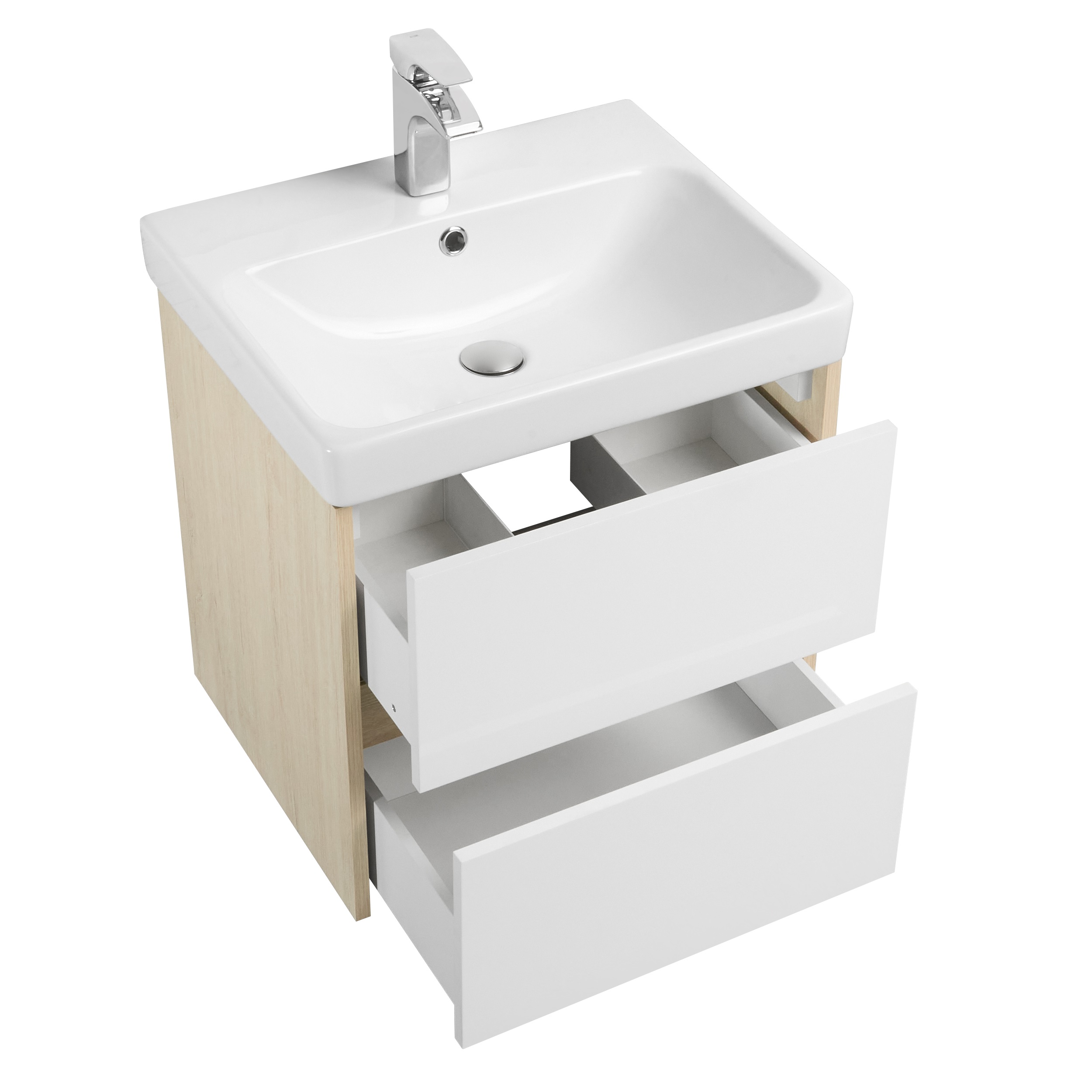 Тумба под раковину Aquaton Сканди 55 белый - светлое дерево 1A251701SDB20 - 2