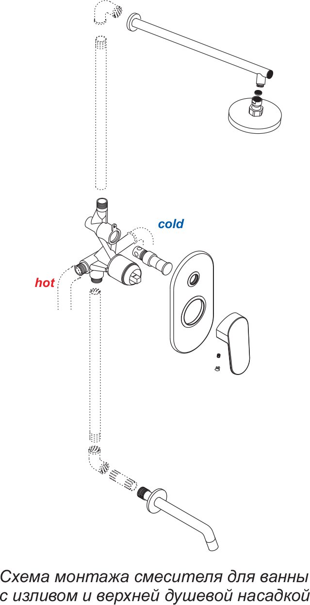 Смеситель Wasserkraft Aller 10641 С ВНУТРЕННЕЙ ЧАСТЬЮ, для ванны и душа - 4
