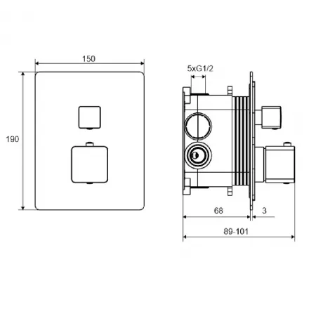 Смеситель для душа встраиваемый Excellent Keria черный матовый AREX.2048BL - 1