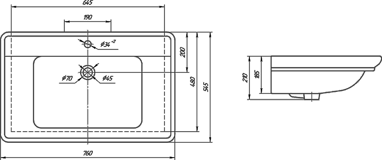 Мебельная раковина Kirovit Дуглас 75 Дуглас75 - 1