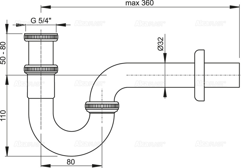 Сифон для биде AlcaPlast   A45E - 1