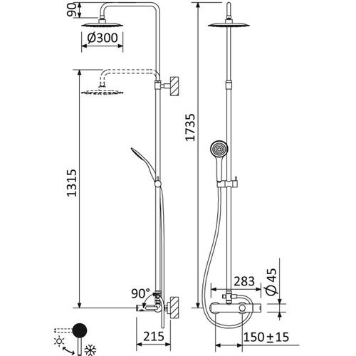 Душевая стойка Cezares Leaf бронза LEAF-CVDA-30-SR - 1