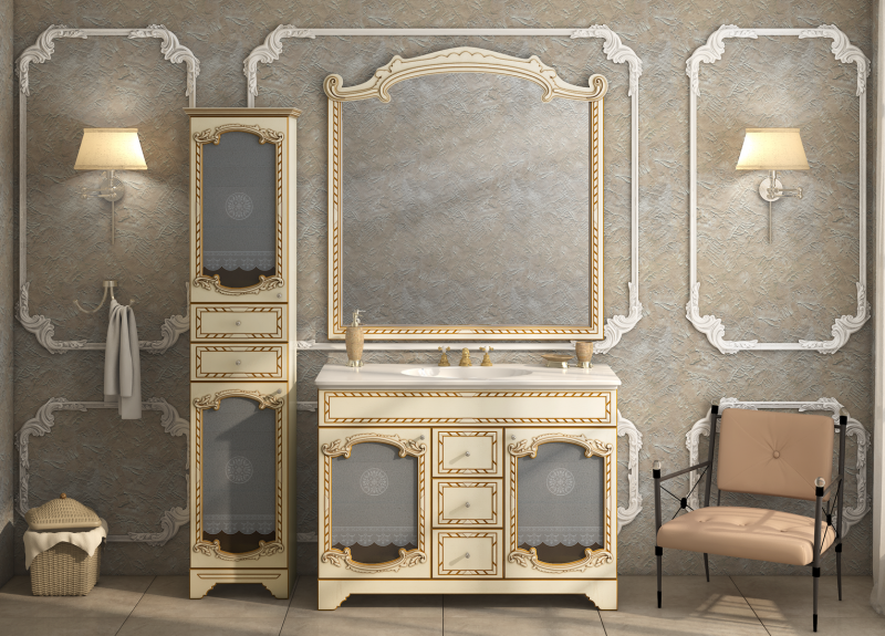 Зеркало Misty Элис 120 бежевое с золотом Л-Эли02120-033 - 4