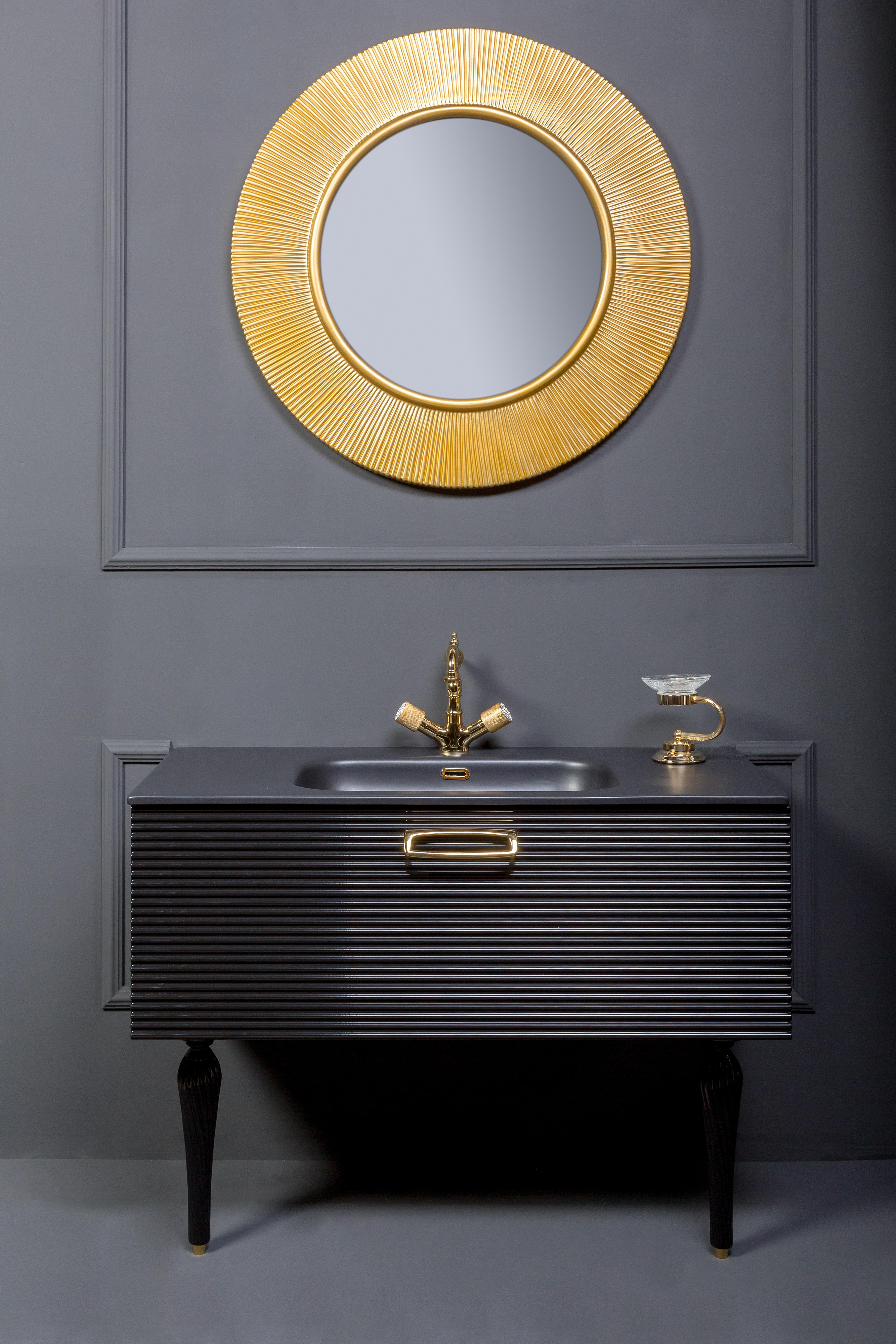 Тумба под раковину Armadi Art Vallessi Avangarde Linea 100 черный - золото 842-100-BG - 1
