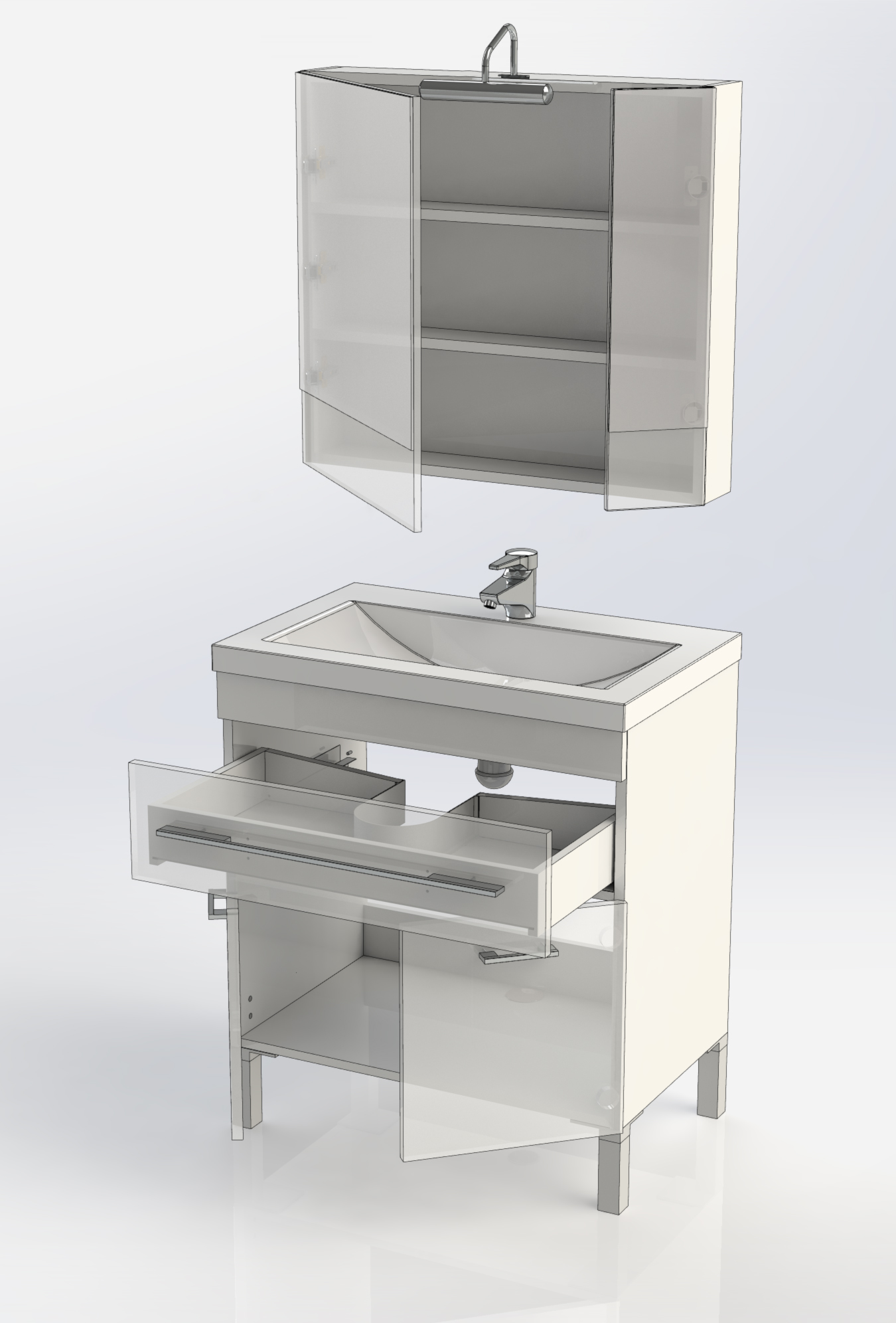 Мебель для ванной Aquanet Верона 75 белая, 1 ящик, 2 двери 182706 - 15